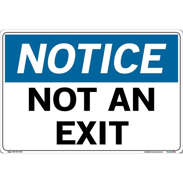 Vinyl Label Sign, Vinyl Label, 18-1/2" W, 12-1/2" H, Not An Exit, White